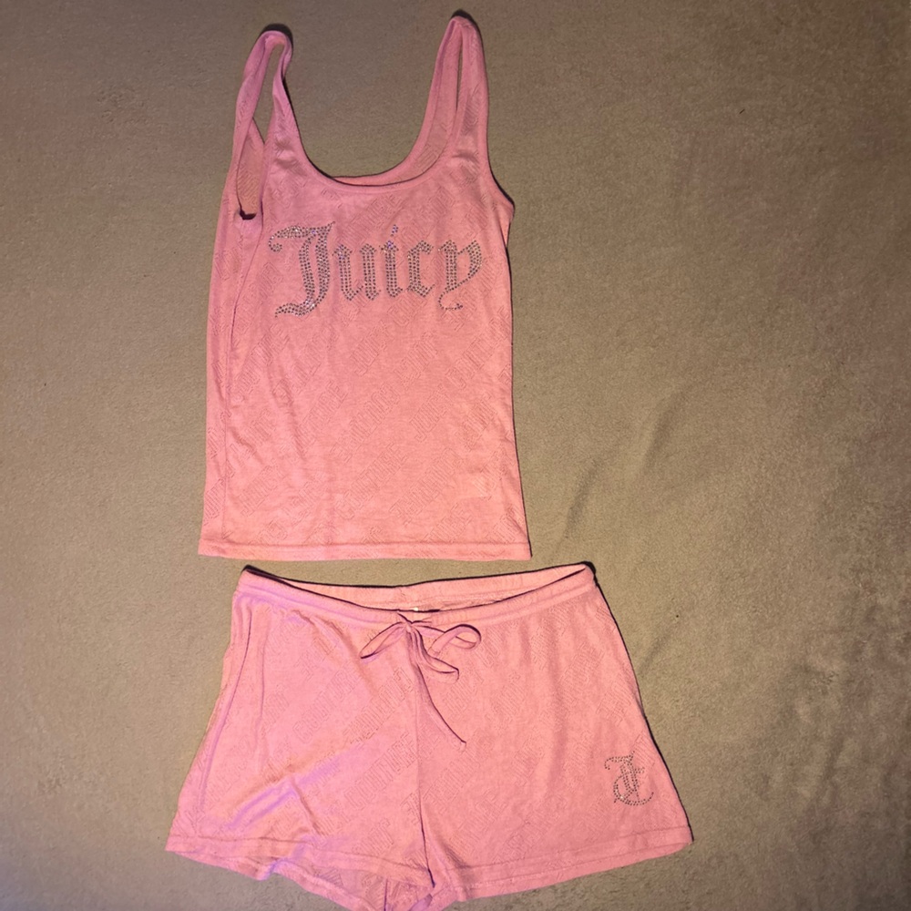 Juicy Couture Pink Terry Set with Rhinestones